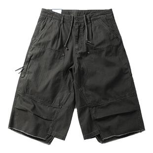 25ss夏季新款美式复古直筒工装短裤潮男宽松潮流宽松休闲七分裤