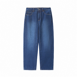 佐丹奴复古水洗牛仔裤男春季新款磨白中腰宽松直筒牛仔裤01115690