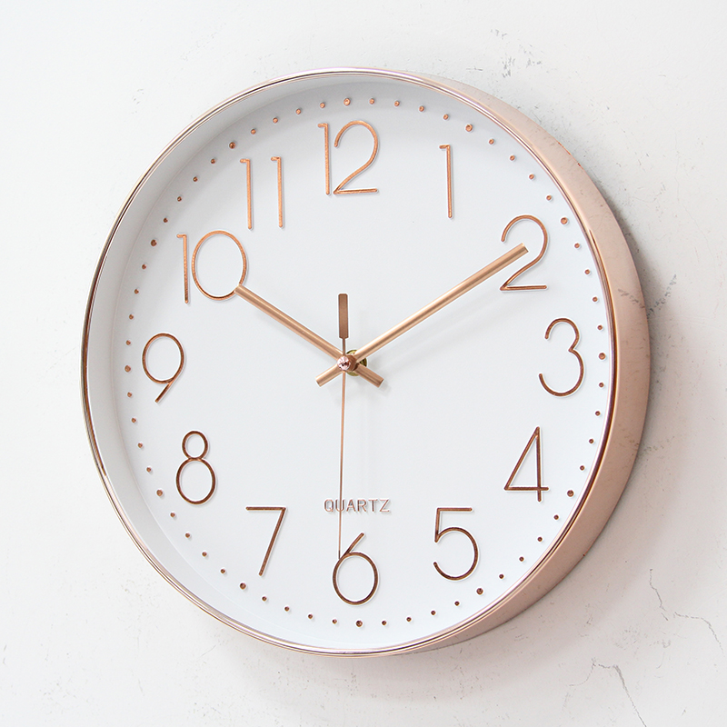 特 圆形卧室挂钟客厅跳秒机芯有声时钟装饰简约现代挂表钟表家用