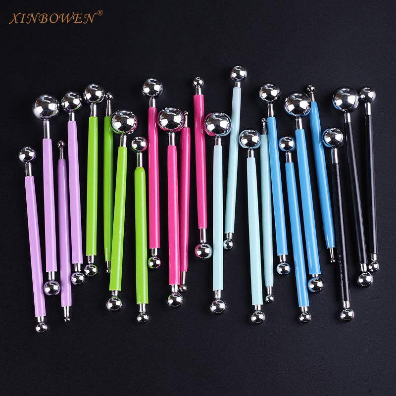 4支8头实心球形不锈钢丸棒手工精雕油泥雕刻组不锈铁粘土压窝陶泥