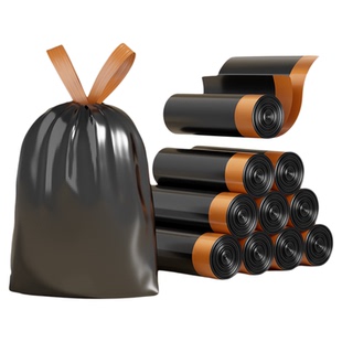 快立洁自动收口垃圾袋家用加厚式手提式厨房抽绳中大号黑色塑料袋