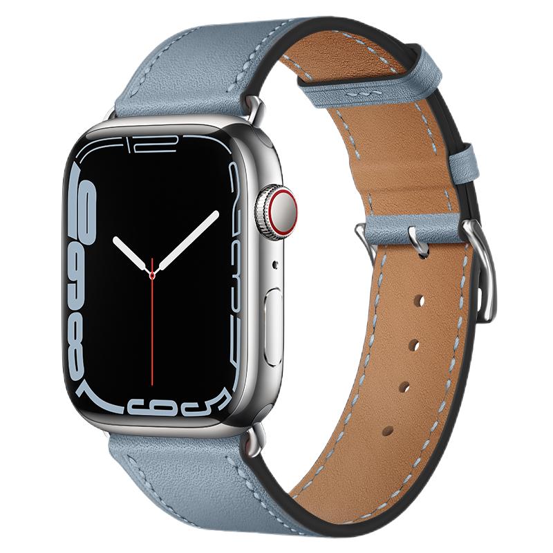 适用苹果applewatch10/9手表表带iwatch8/7/6手表带S9真皮S8皮质运动s8配件s7替换ultra2腕带se男女款S10高级