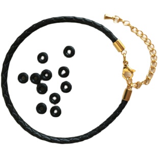 编织皮绳手链3毫米皮质手绳穿串转运珠过年红绳情侣男女款