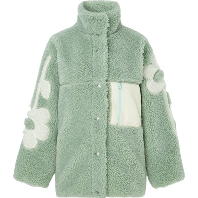 【折扣】SANDY LIANG女士款毛绒花朵图案皮设计外套