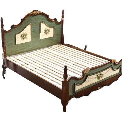 美式乡村风双人床实木复古