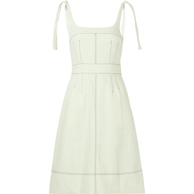 Wales Bonner 春夏女士明线细节棉质亚麻混纺连衣裙