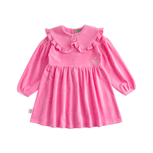 ILOVEJ童装女童粉色灯芯绒连衣裙冬季公主裙/JVWOP42