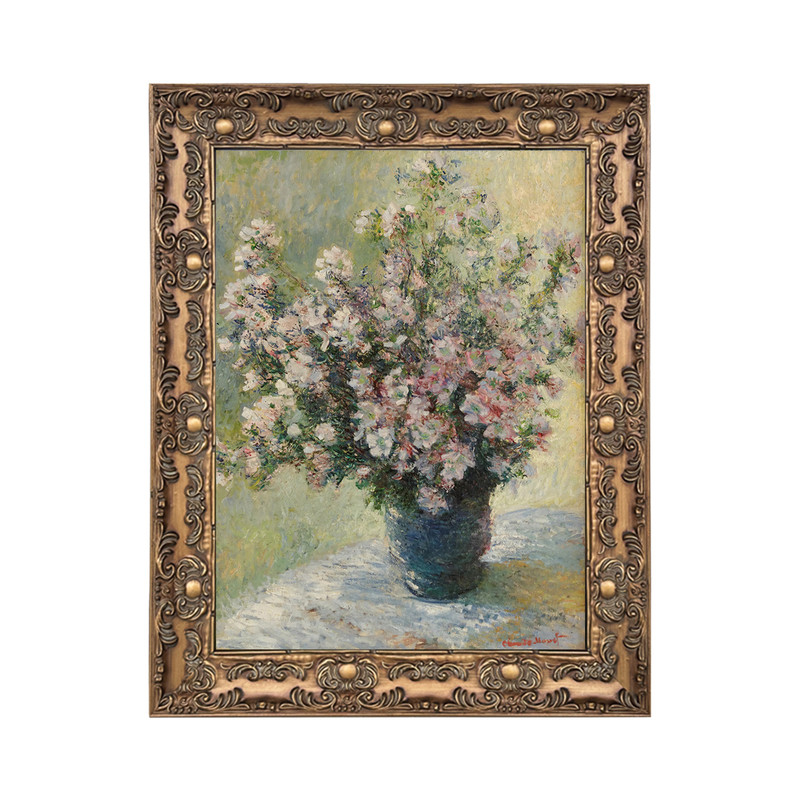 可可的画廊莫奈花卉静物花束复古法式中古古典沙发餐厅装饰画挂画
