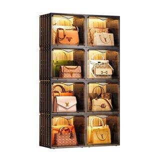 装包包收纳神器置物架家用展示柜子存放包包奢侈品透明落地展示盒