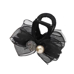 水钻蝴蝶结头发抓夹发量少珍珠发夹新款头饰气质鲨鱼夹高级感发抓