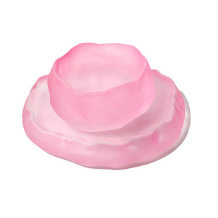 初粉色落樱粉茶杯 初雪琉璃杯茶托杯垫 水晶冰冻烧落桜单杯李子柒