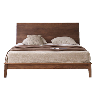 北美黑胡桃木床全实木1米8大床北欧高端实木床双人床主卧简约婚床