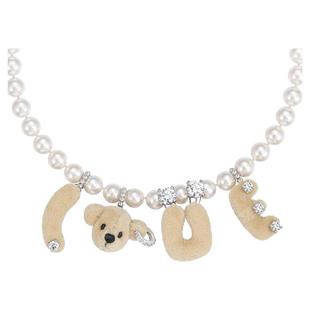 YVMIN尤目 LOVE熊人造珍珠项链毛衣链珍珠颈链新年生日礼物