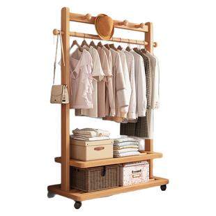 禹兴落地衣帽架实木挂衣架木质卧室家用落地式衣帽架楠竹晾衣服架