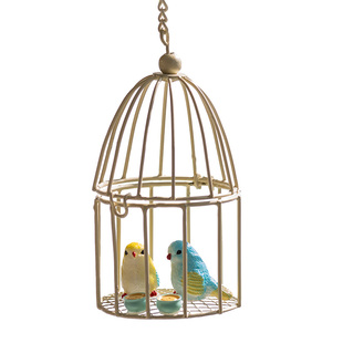 迷你小鸟笼铁艺镂空摆件庭院花园绿植雪柳DIY挂件装饰仿真包邮