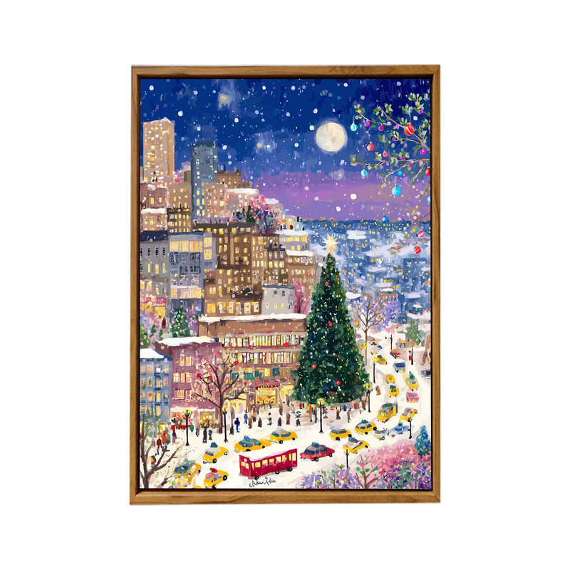 圣诞节冬灯DIY数字油画城市雪景