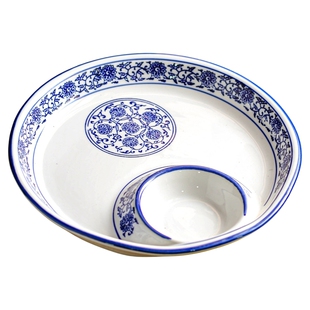 饺子盘家用新款虾盘带醋碟高级碟陶瓷拼盘盘子餐具装水饺专用餐盘