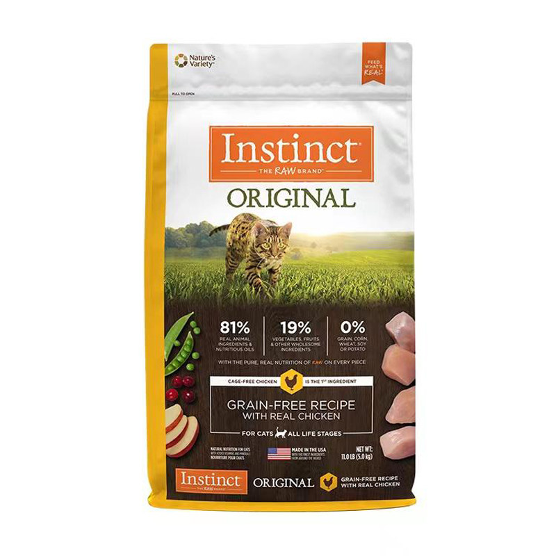 instinct天然百利高蛋白猫粮无谷鸡11磅正品进口冻干生鲜低敏通用