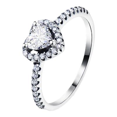 摩典纯银心形仿真钻戒日韩礼物