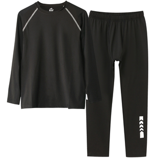 胖童紧身衣中大童跑步篮球比赛服速干衣大码胖男孩长袖训练服套装