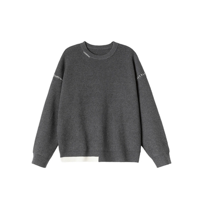 纯色圆领毛衣宽松针织衫上衣