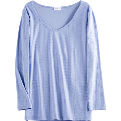 大V领纯棉保暖上衣男款超低领