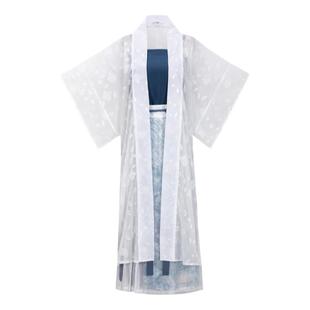 花朝记｜浅溪｜宋制汉服元素长干寺背心旋裙拼色清新蓝色日常度假