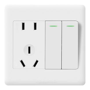 国际电工86型暗装二开五孔二位开关带插座双开两开双联双控2开5孔