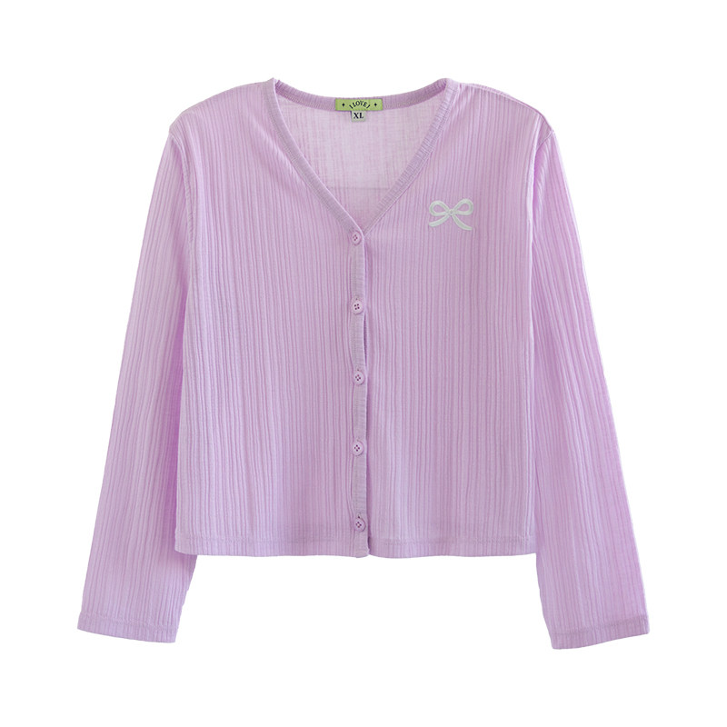 ILOVEJ韩国童装夏季女童蝴蝶结轻薄冰丝开衫空调衫外套/JXUOU91