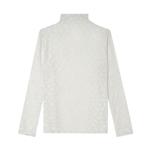 白鹿语内搭透视打底衫2025秋冬新款半高领修身长袖叠穿上衣女装