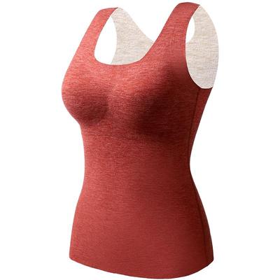 羊毛德绒保暖背心女桑蚕丝固定杯