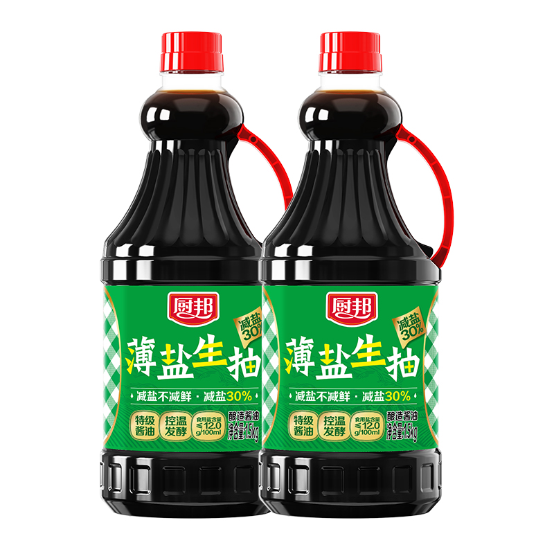 厨邦薄盐生抽1.5kg特级生抽酿造酱油提鲜家用炒菜