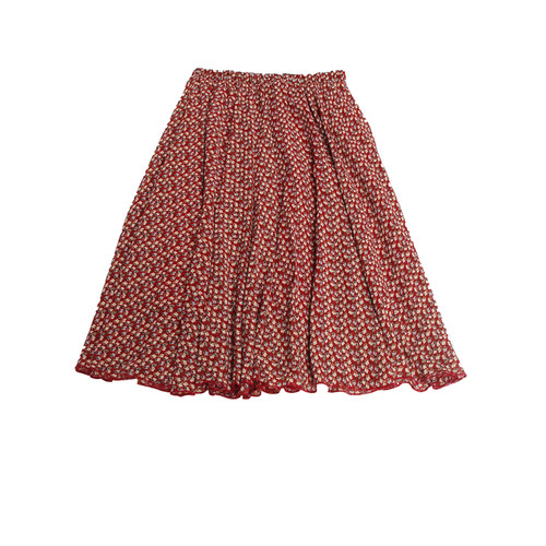 锦衣自制 小碎花清新雪纺裙中长裙半身裙子伞裙a字印花短裙大摆裙