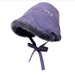 高级感紫色冬季2025新款加绒保暖蒙古帽子女户外出行旅游防寒护耳