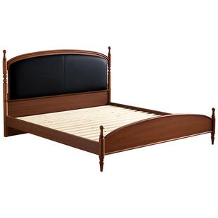 全友家居中古风主卧室科技皮艺软包大床2025新款复古风双人床家具