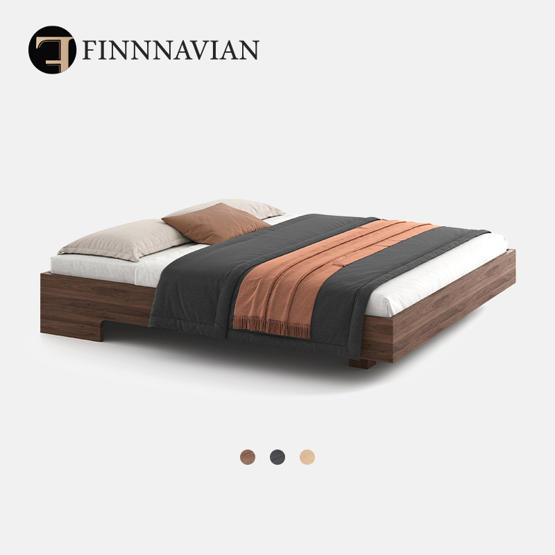 芬纳维亚 无床头全橡木双人床 胡桃纯实木床架次卧日式(Vilo维乐)