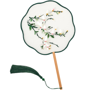 中国风团扇双面刺绣古风扇子苏绣女汉服旗袍儿童舞蹈八瓣绣花圆扇