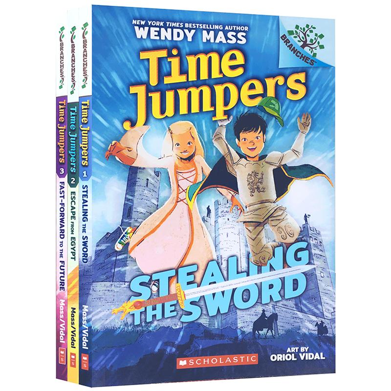 进口英文原版Scholastic Branches 学乐大树系列TIME JUMPERS 系列3本全套初级章节书 时间旅行者 课外阅读故事图文正版书6-8-12岁