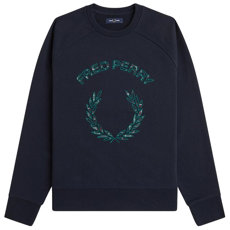 FRED PERRY男装圆领卫衣2026秋季新款简约基础款麦穗logo装饰上衣