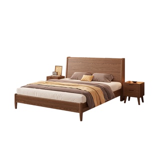 实木床1米8双人床现代简约新款橡胶木1米5家用主卧出租房用单人床