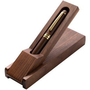 实木笔盒黑胡桃木钢笔盒签字笔收纳盒文具包装盒商务礼品刻字logo