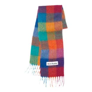自营欧洲直邮ACNE STUDIO男女同款围巾羊驼毛简约大格纹流苏饰边