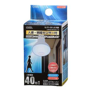 【日本直邮】OHM LED灯泡17mm/40w 人体感应 自然光 LDR4D-W/S-E1