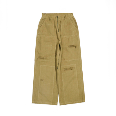 BPCALL25AW 伐木长裤棉质重工复古工装磨破阔腿牛仔长裤vintage