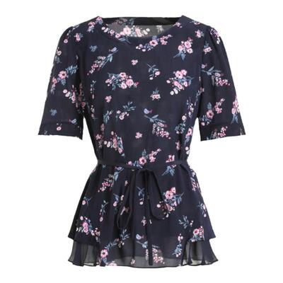 乔万尼夏季新款桑蚕丝真丝上衣小碎花收腰减龄衬衫高级感EI2C840