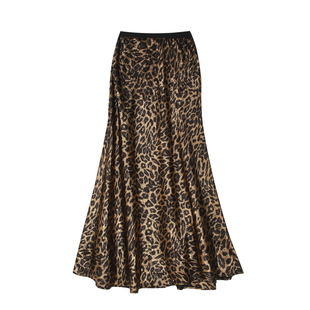 周里物/烫金豹纹半身裙女2025秋季新款高腰A字显瘦设计感亮片长裙