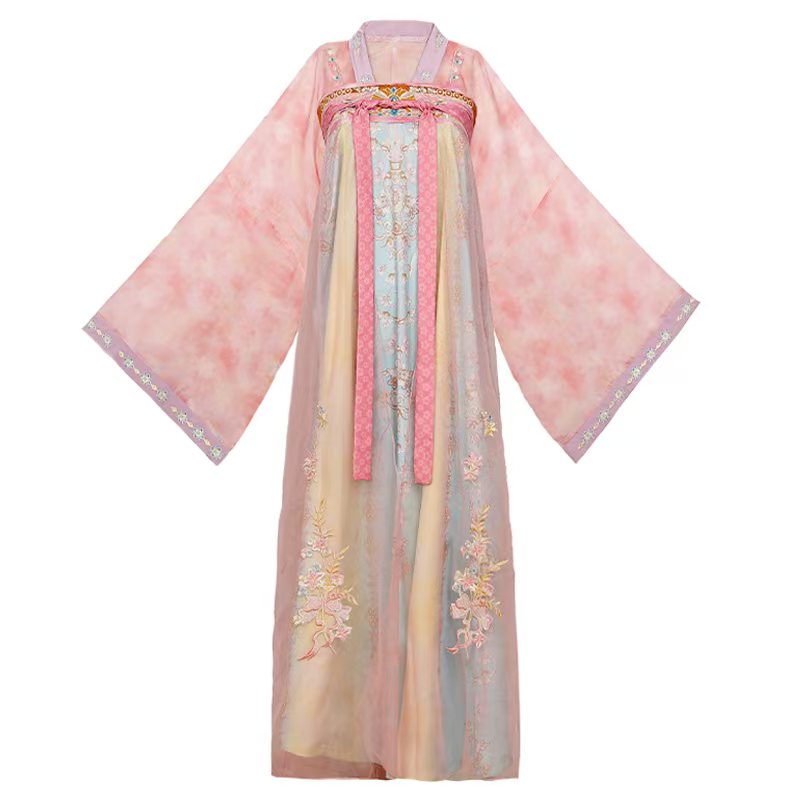 粉色樱花刺绣齐胸汉服超仙夏薄款