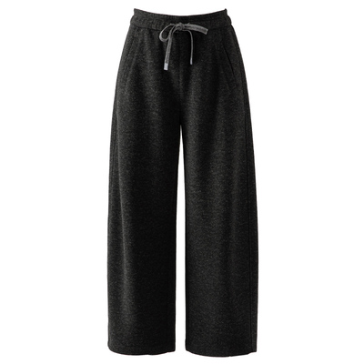 春四季醋酸毛呢阔腿裤女小个子