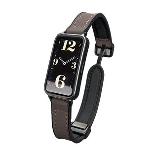 适用于华为手环10表带秋冬新款疯马皮硅胶磁吸腕表华为fit4手表带女生watchfit3女款时尚华为band9/8替换腕带