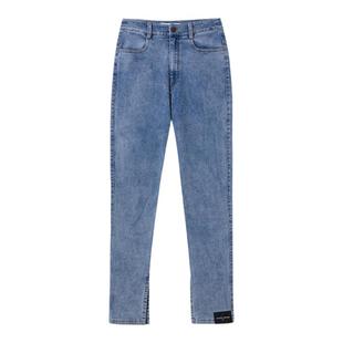 Maison Wester春季开叉牛仔裤直筒裤蓝色修身显瘦可露丽穿搭